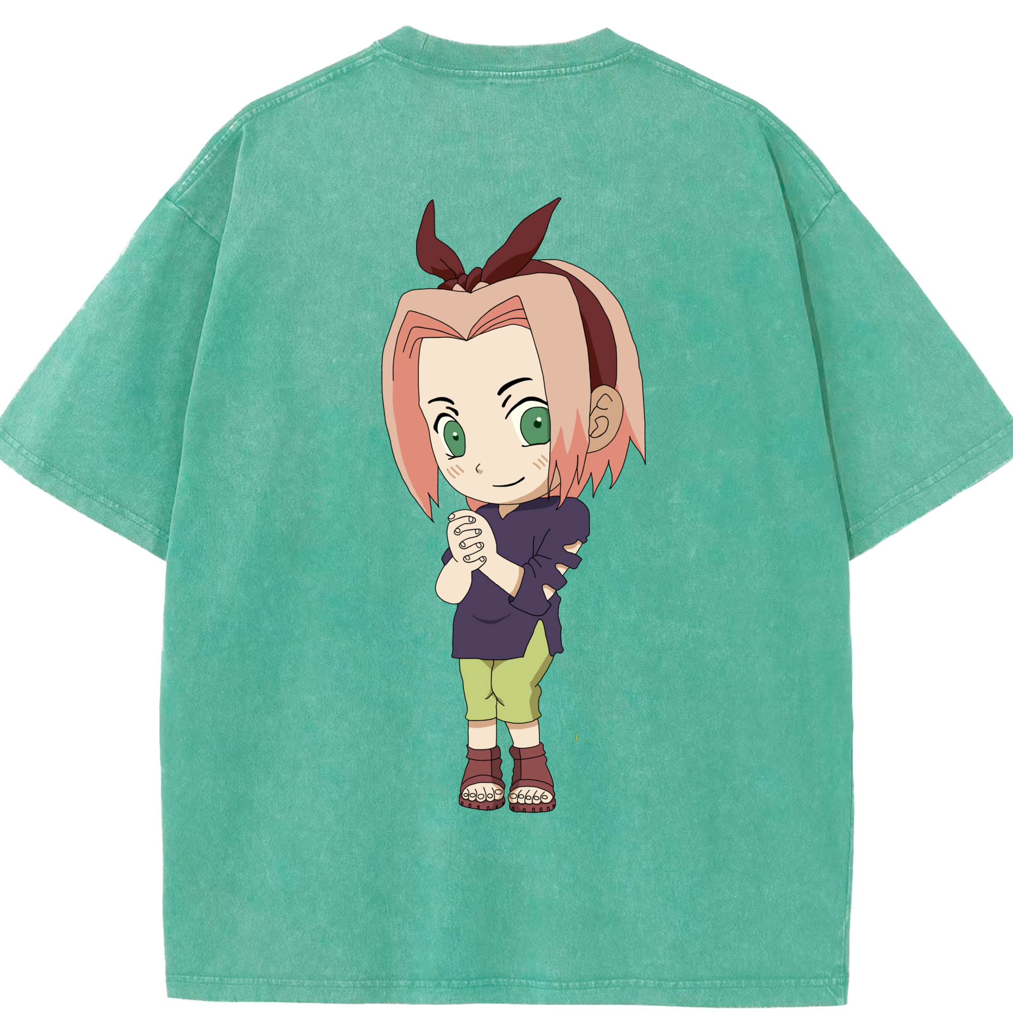 （画像用） NARUTO -ナルト- 春野サクラ Haruno Sakura 綿100% ヴィンテージ風 半袖Tシャツ（背面プリント）